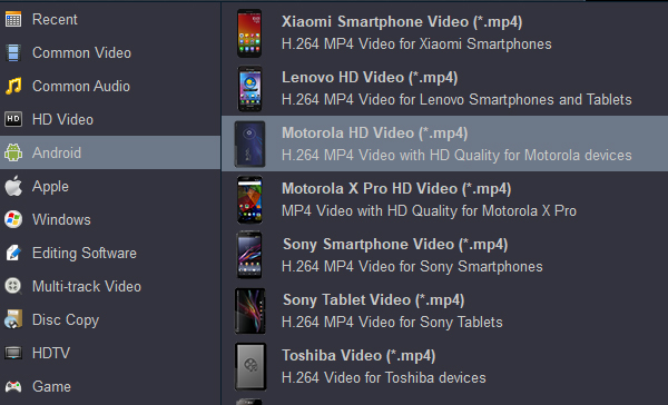 Convert Blu-ray movies to Moto G6 video and audio