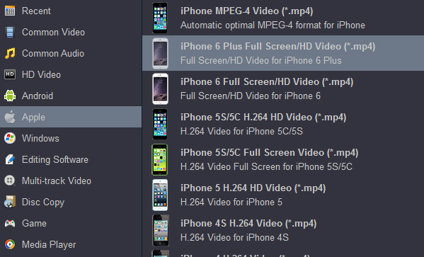 Rip Blu-ray to iPhone 6S Plus supported format 