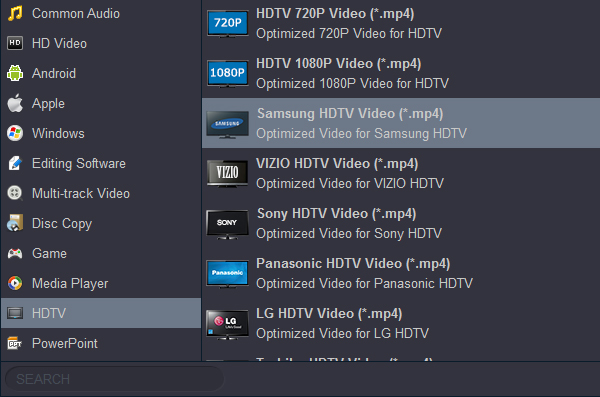 Convert video to Samsung Smart TV supported formats